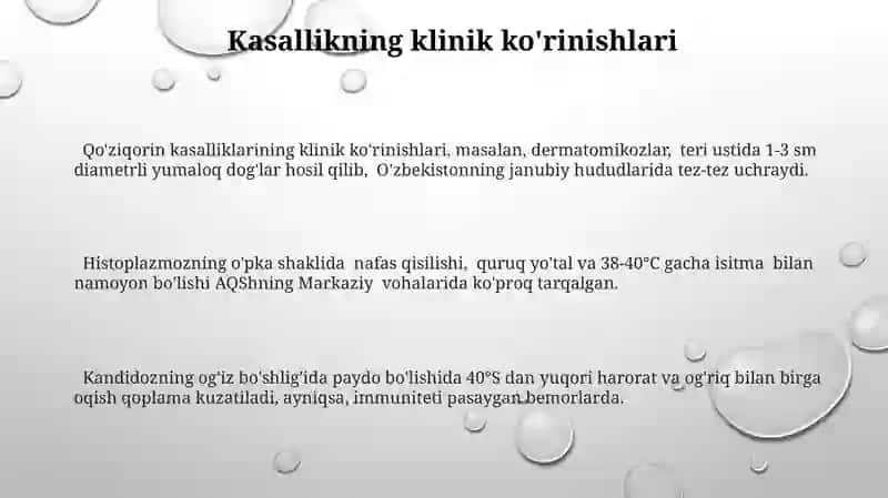Zamburug'li kasalliklarning o'ziga xosligi 3