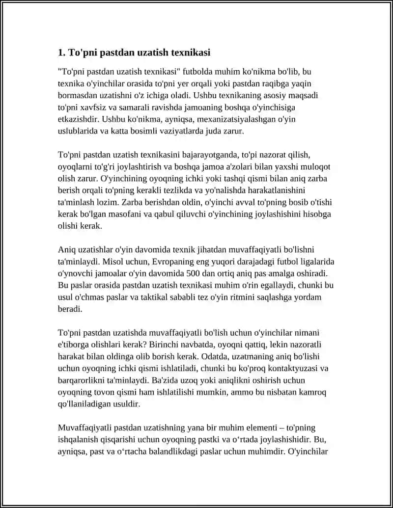 To'pni pastdan uzatish texnikasi 3