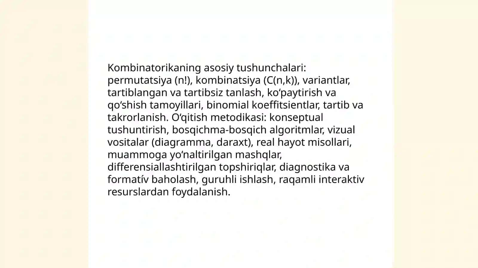 Kombinatorika va uning o'qitish metodikasi 3
