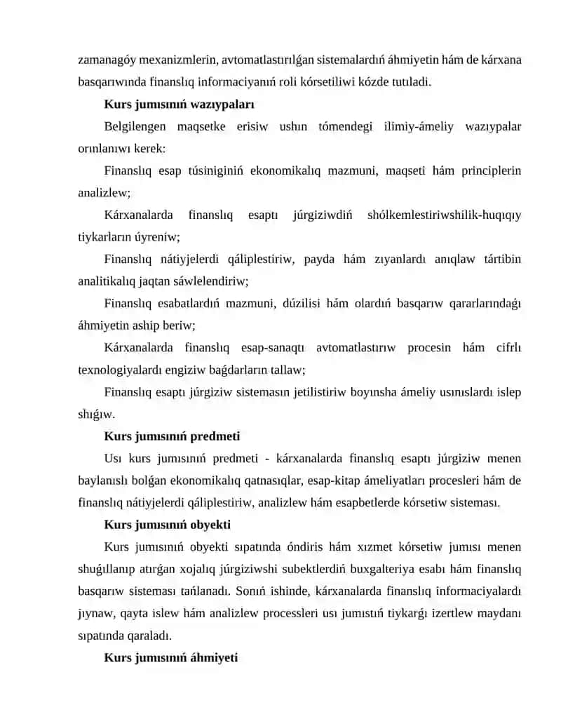 Karxanalarda finanslıq esaptı jurgiziw 3