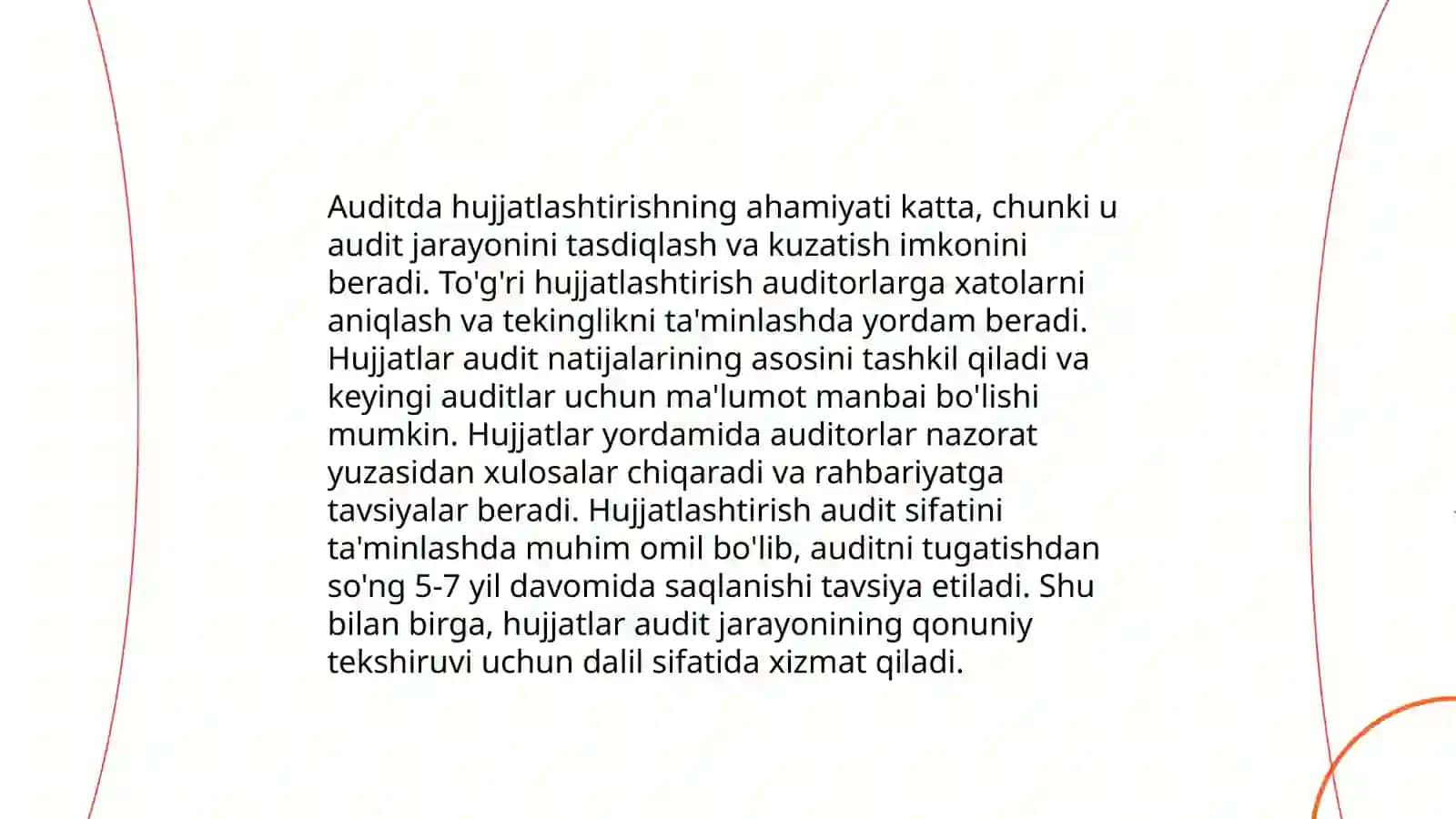 Auditda hujjatlashtirish va audit ichki hujjatlari 3