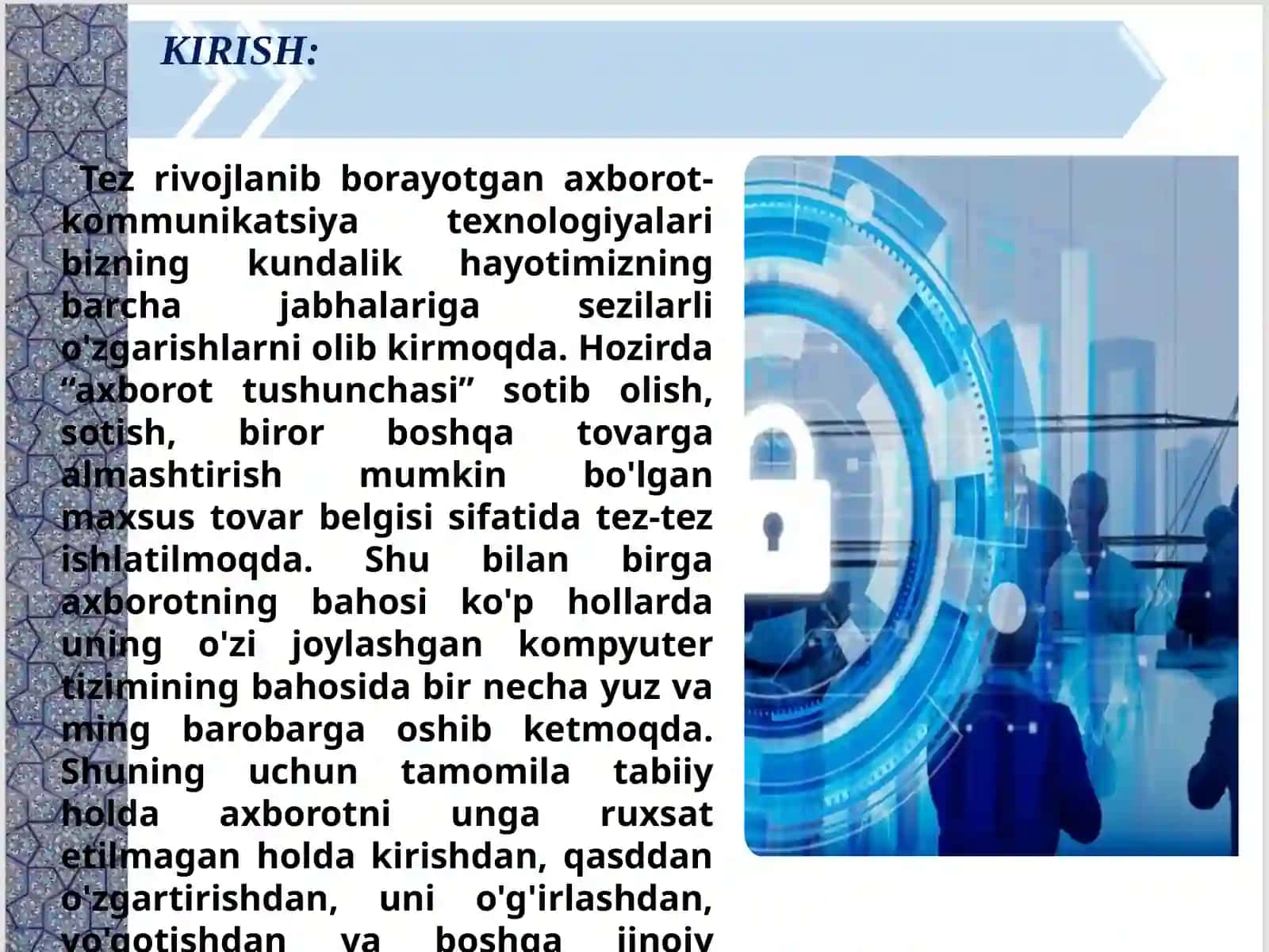 AXBOROTXAVFSIZLIGINI TA’MINLASHNING O’ZIGA XOS HUSUSIYATLARI 3