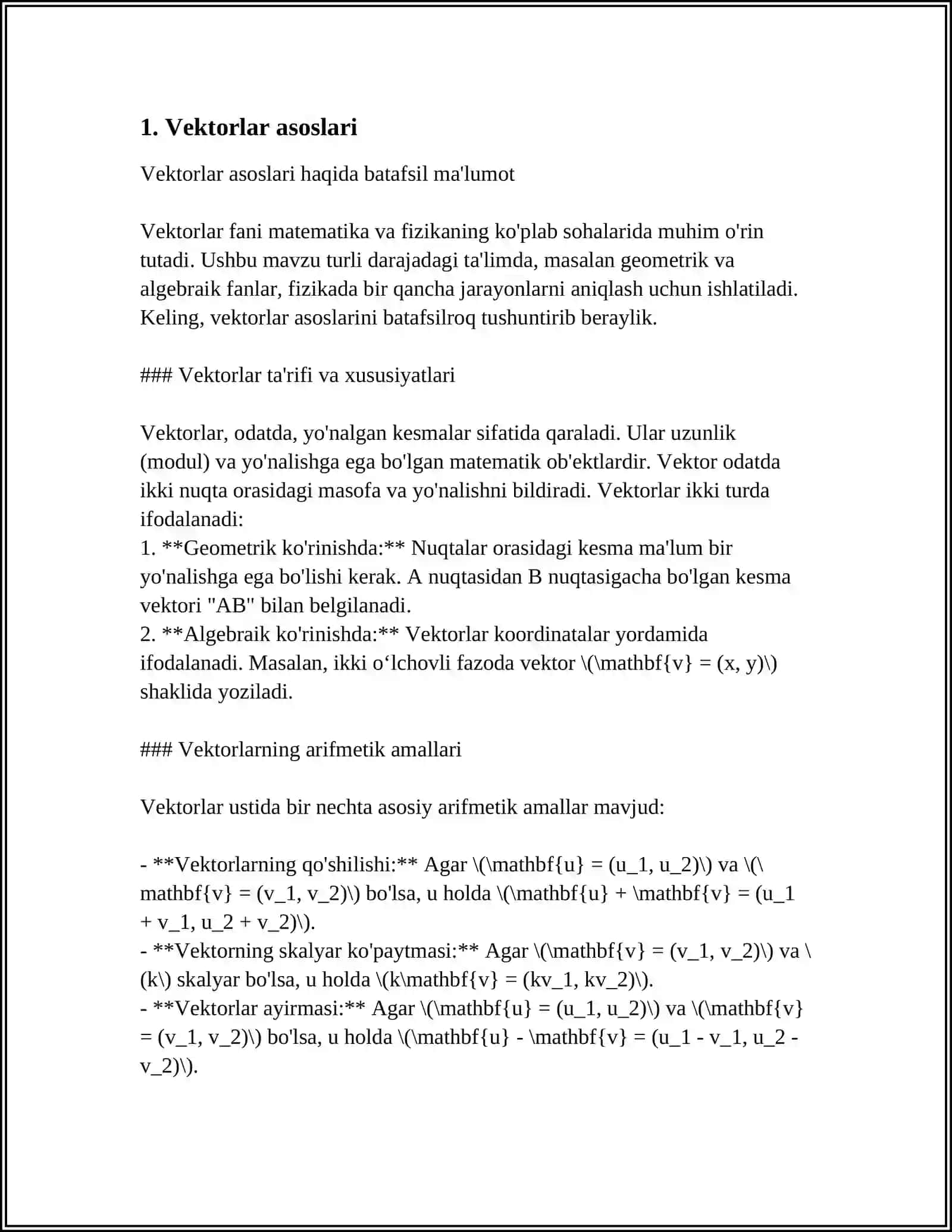 MUSTAQIL ISH Mavzu: MAYDONLAR NAZARIYASIDA VEKTOR HISOB TADBIQLARI 3