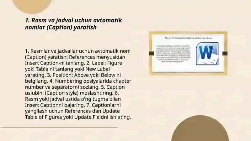 Microsoft wordda avtomatik nomlar indekslar va havolalarni yaratish 3