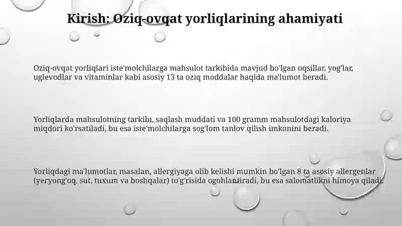 Oziq-ovqat yorliqlari 3