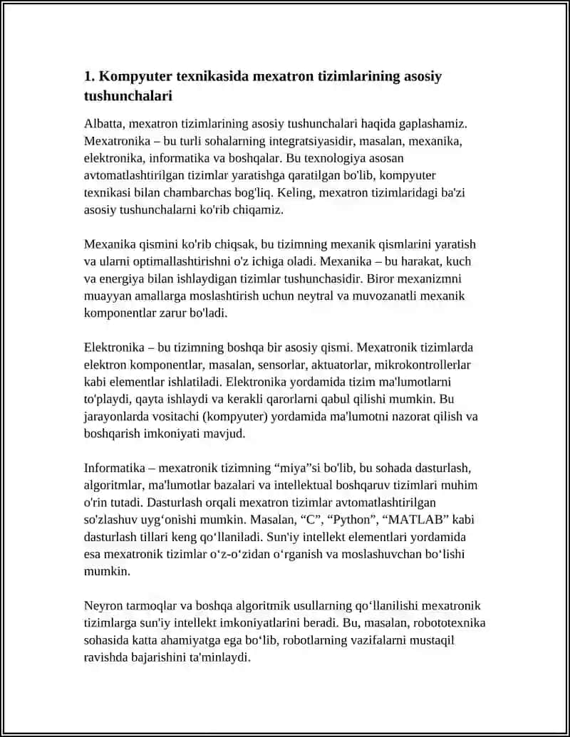 KOMPYUTER TEXNIKASIDA MEXATRON TIZIMLAR VA MEXATRON MODULAR 3