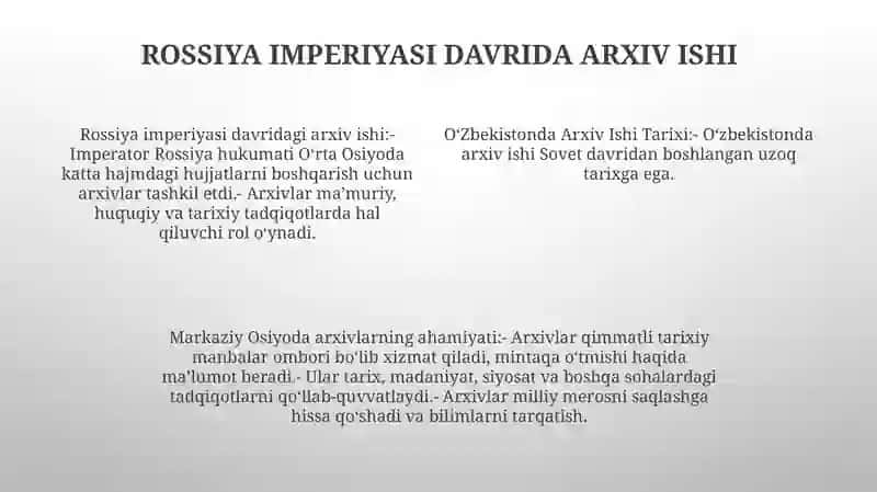 O‘Zbekistonda Arxiv Ishi Tarixi 3