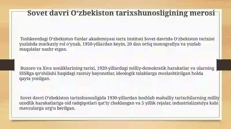 Sovet davri Oʻzbekiston tarixshunosligi 3