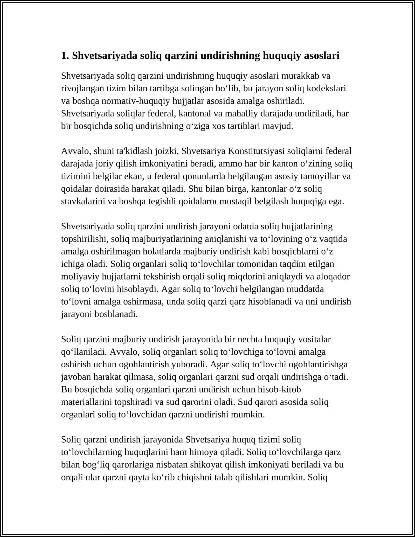 SHVETSARIYADA SOLIQ QARZINI UNDIRISH TARTIBI 3