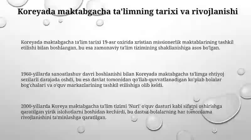 Koreyada maktabgacha ta'lim 3