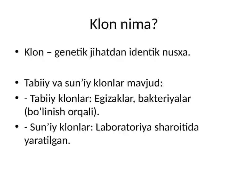 Klonlar, klonlashtirish va ularning klinik ahamiyati 3