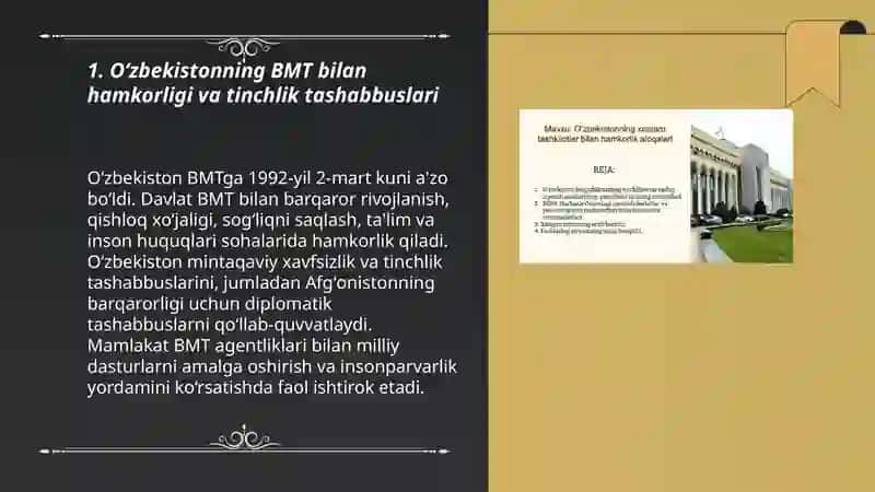 Oʻzbekistonda Xalqaro tashkilotlar va aloqalar 3