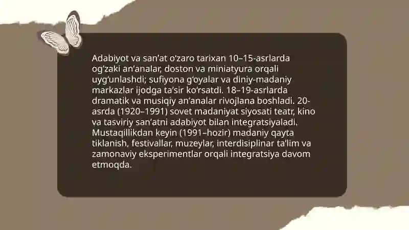 Adabiyot va sanʼatning uzviyligi 3