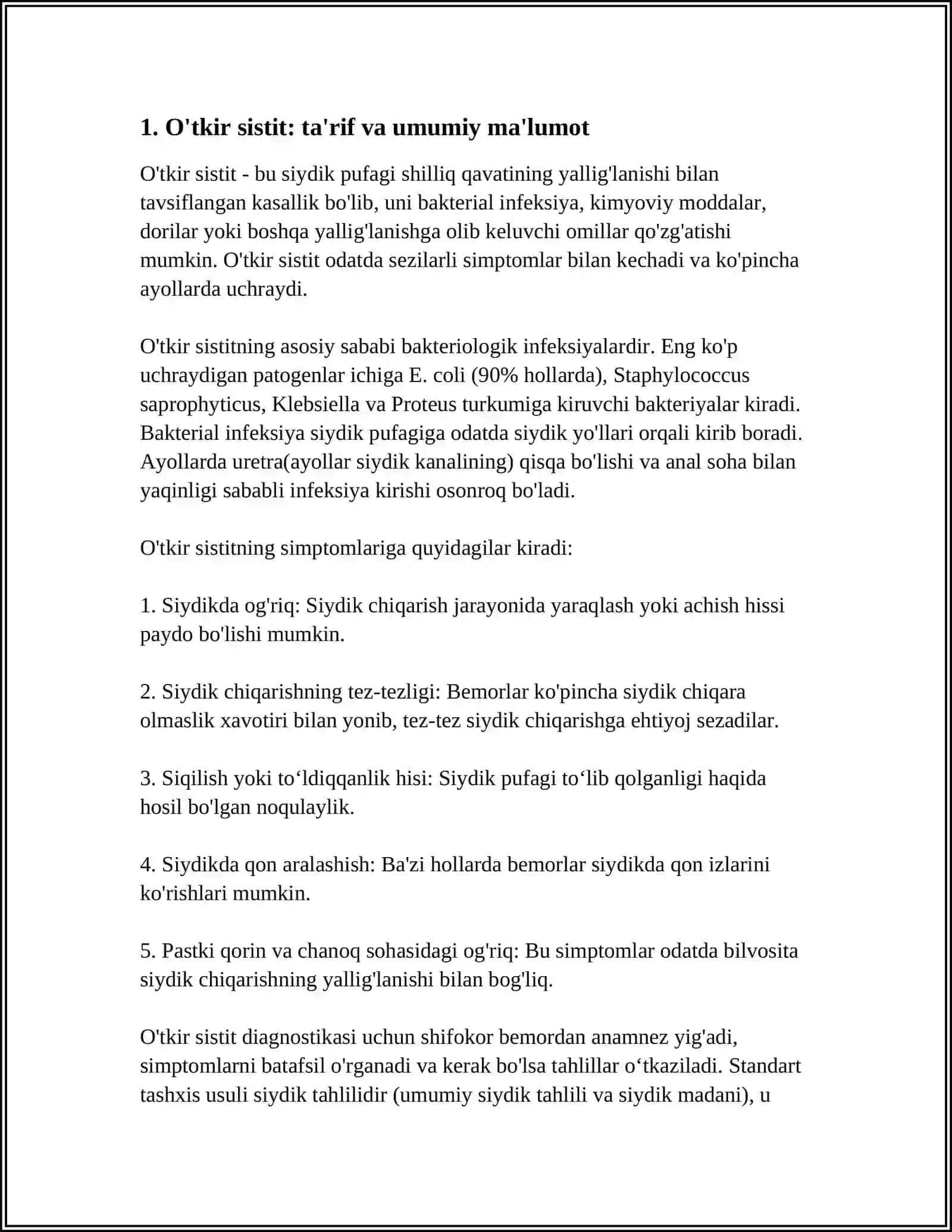 O'TKIR VA SURUNKALI SISTIT 3
