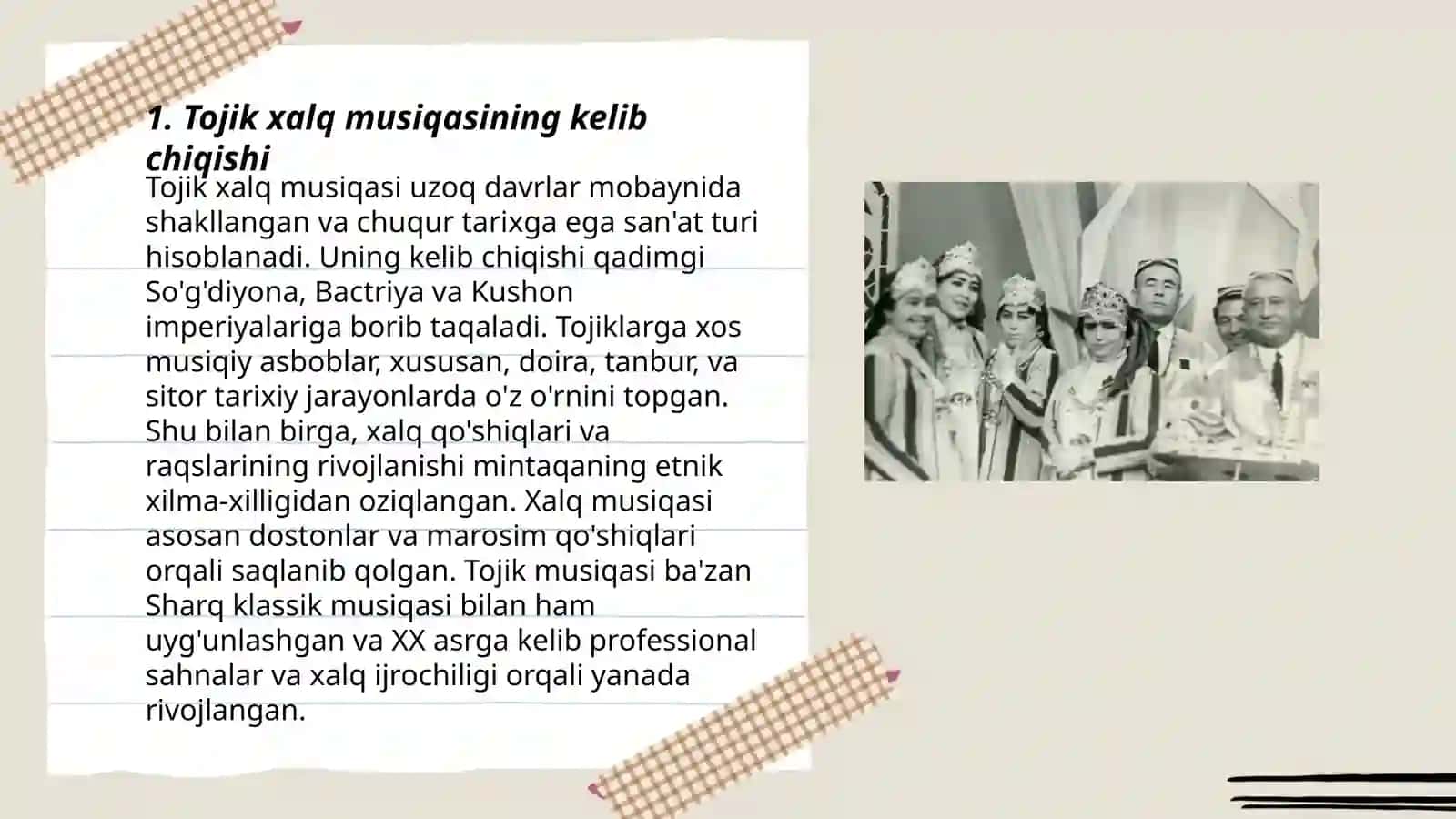 Tojik xalq musiqasi.Tarix va An'analari 3
