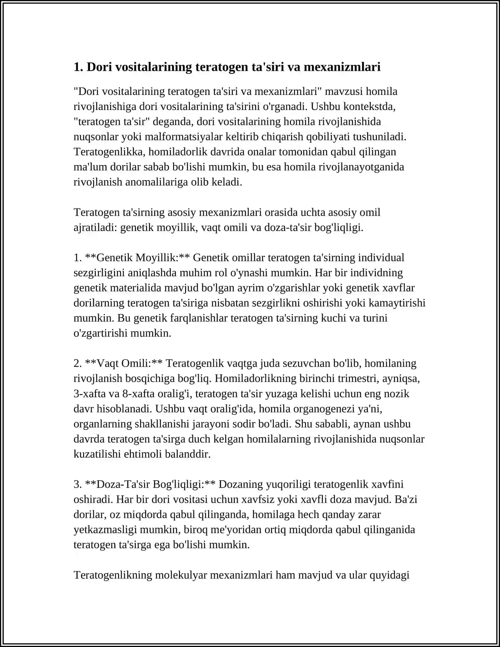 DORI VOSITALARINING HOMILAGA TASIRI 3