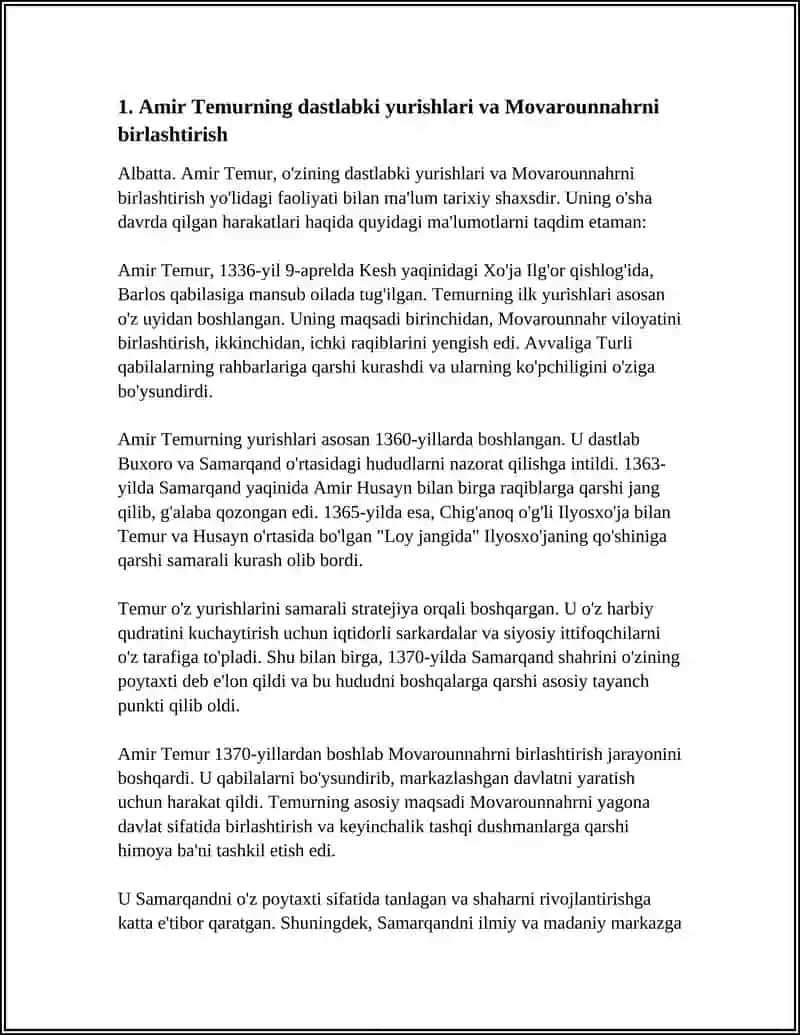 AMIR TEMUR YURISHLARI 3