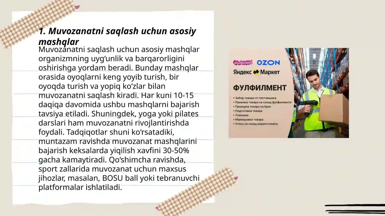 Muvozanat saqlash mashqlarini bajarish 3