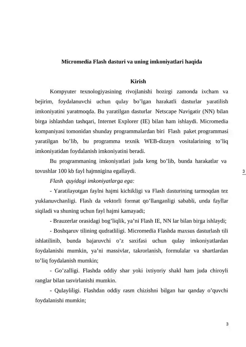 Micromedia Flash dasturi va uning imkoniyatlari 3