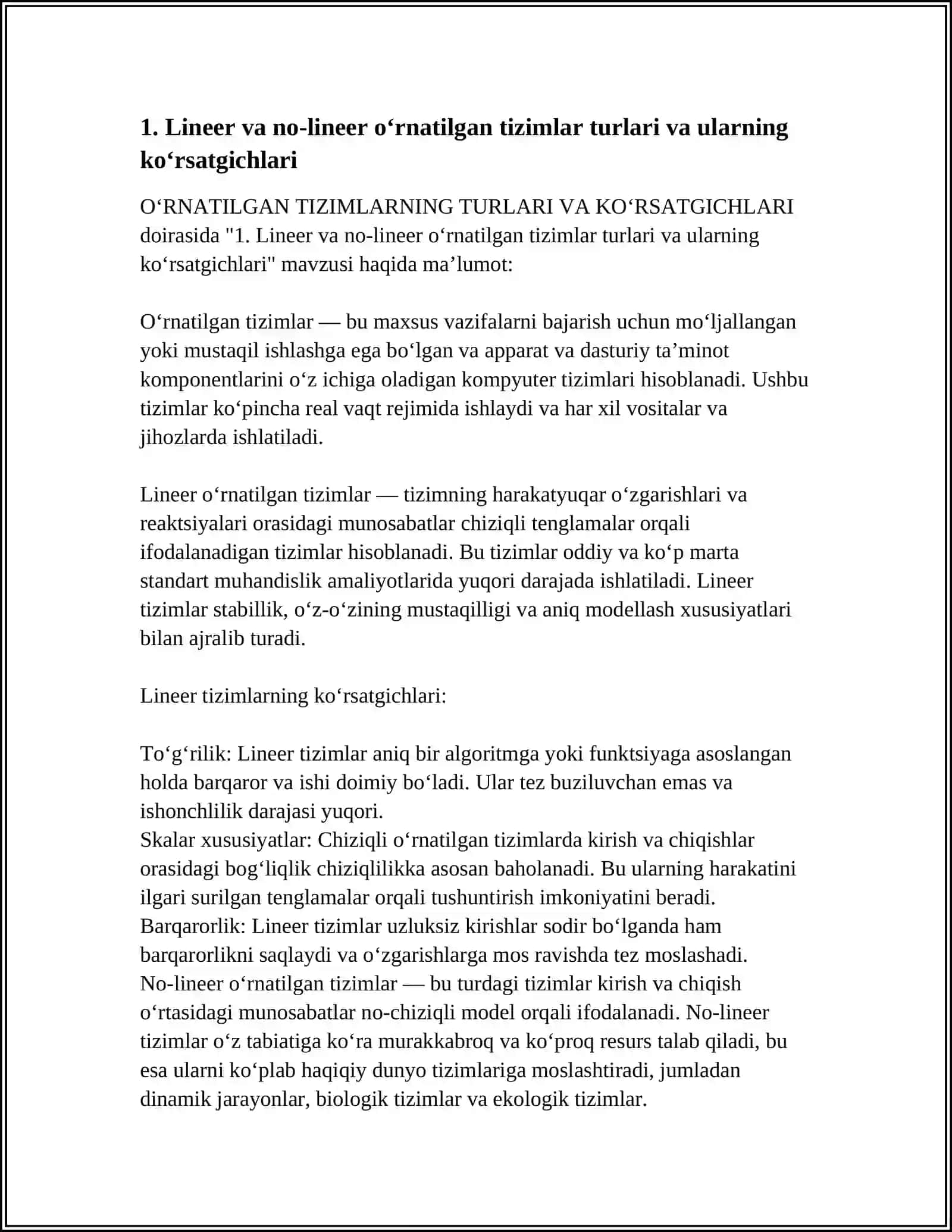 O‘RNATILGAN TIZIMLARNING TURLARI VA KO‘RSATGICHLARI 3
