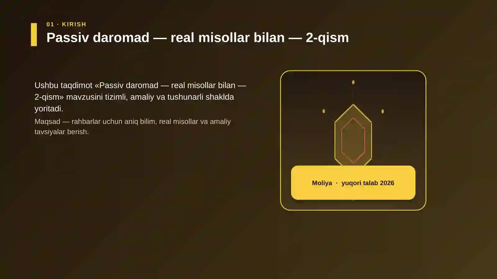 Passiv daromad — real misollar bilan — 2-qism 3