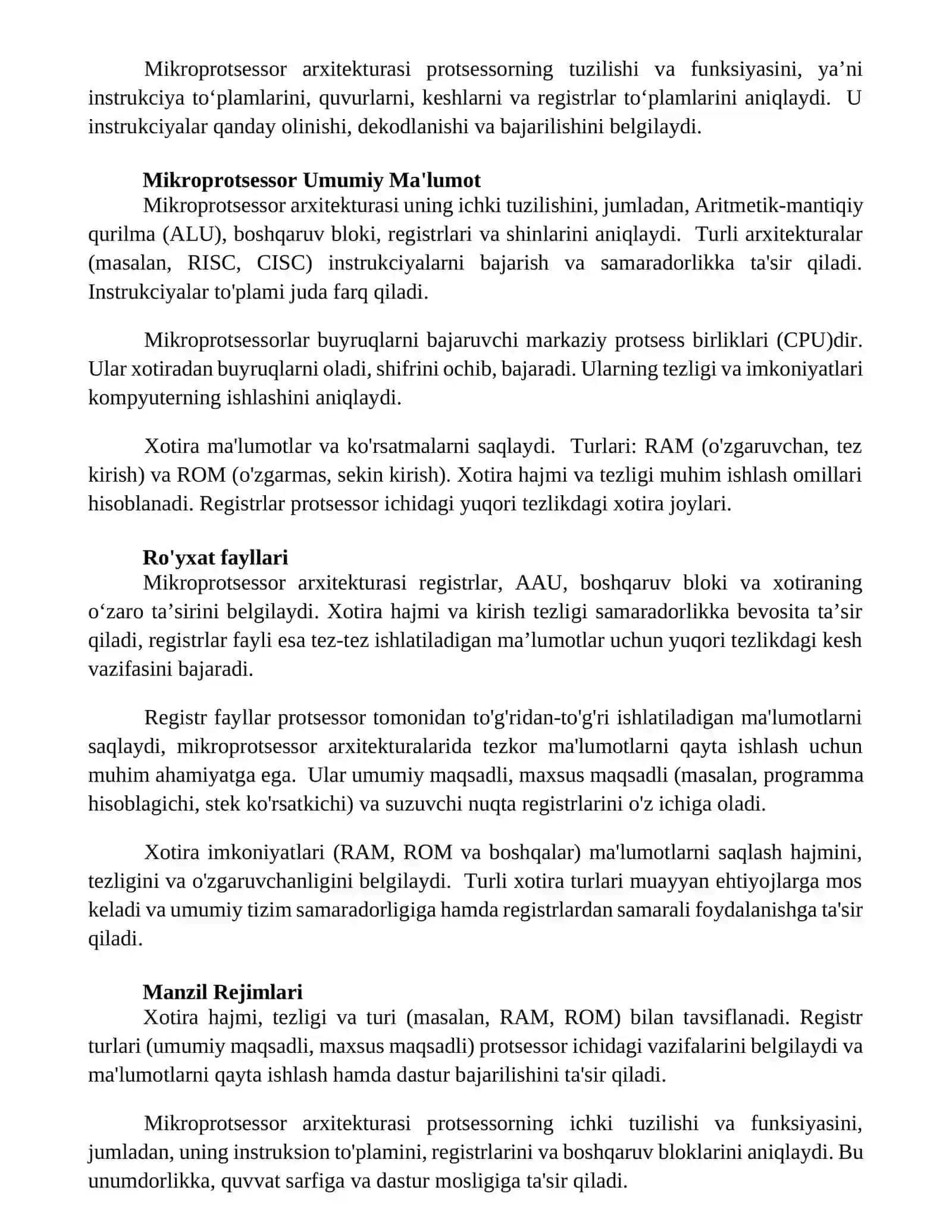 Mikroprotsessorlar tuzilishi va imkoniyatlari 3