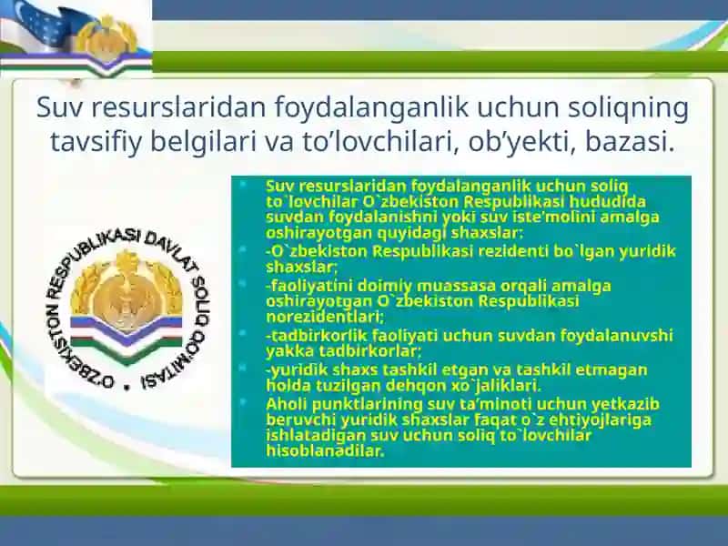 SUV RESURSLARIDAN FOYDALANGANLIK UCHUN SOLIQ ELEMENTLARI . 3