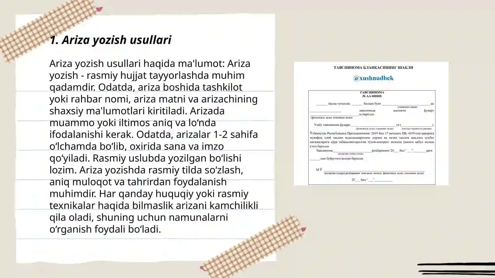 Ariza yozish usullari 3