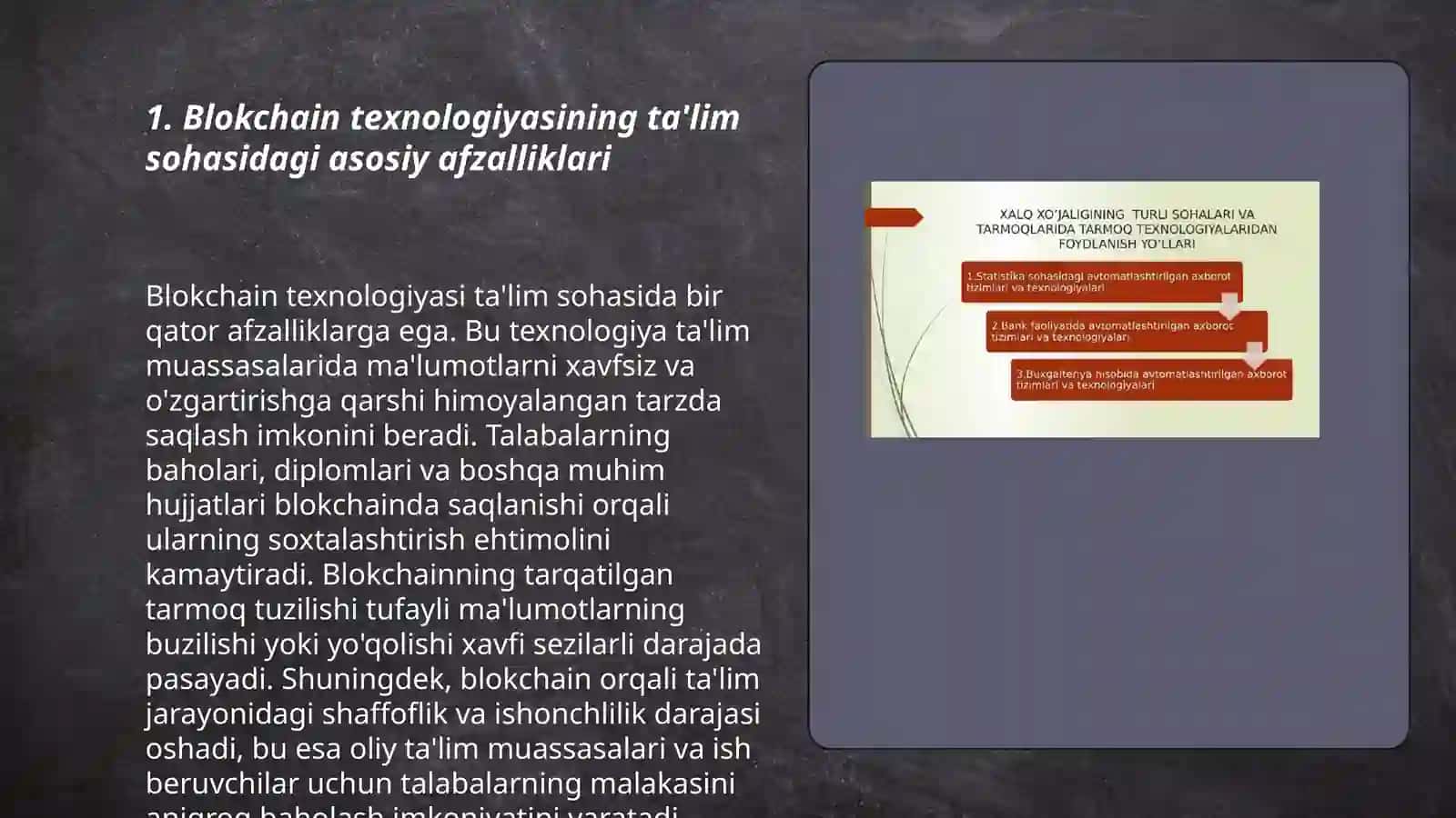 Taʼlim sohasida blokchain texnologiyalaridan foydalanish 3