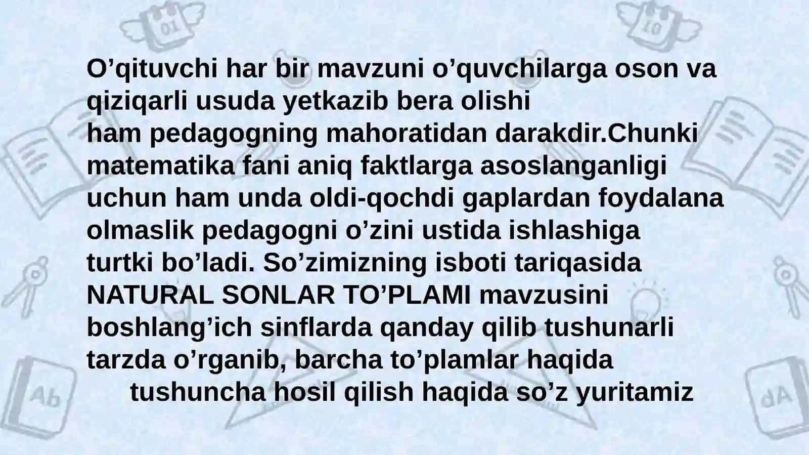 Boshlang‘ich sinflarda natural sonlar ustidagi amallarni o‘qitishning muhim masalari 3