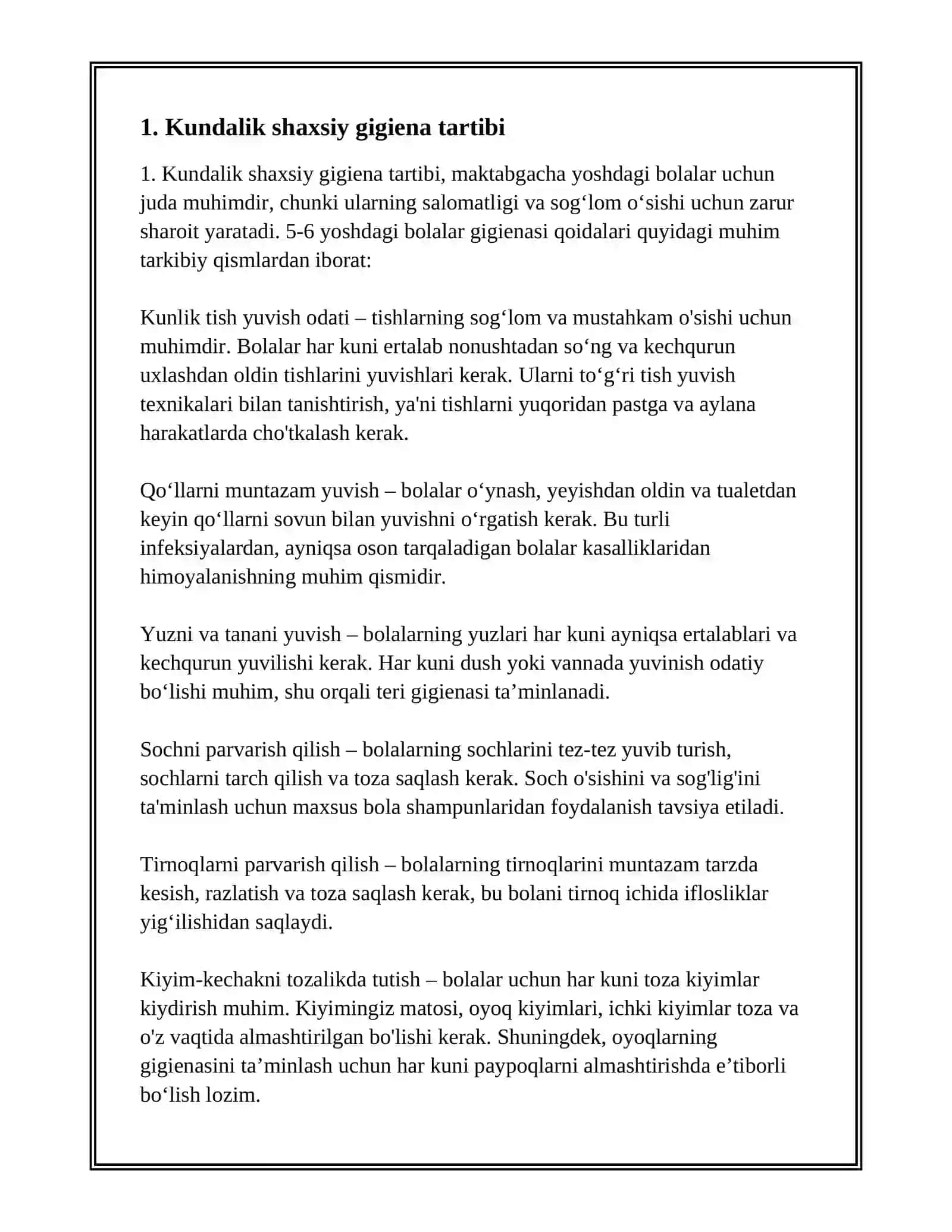 MAKTABGACHA BOLALARNI GIGENIYA QOIDALARI(5-6 YOSH) 3