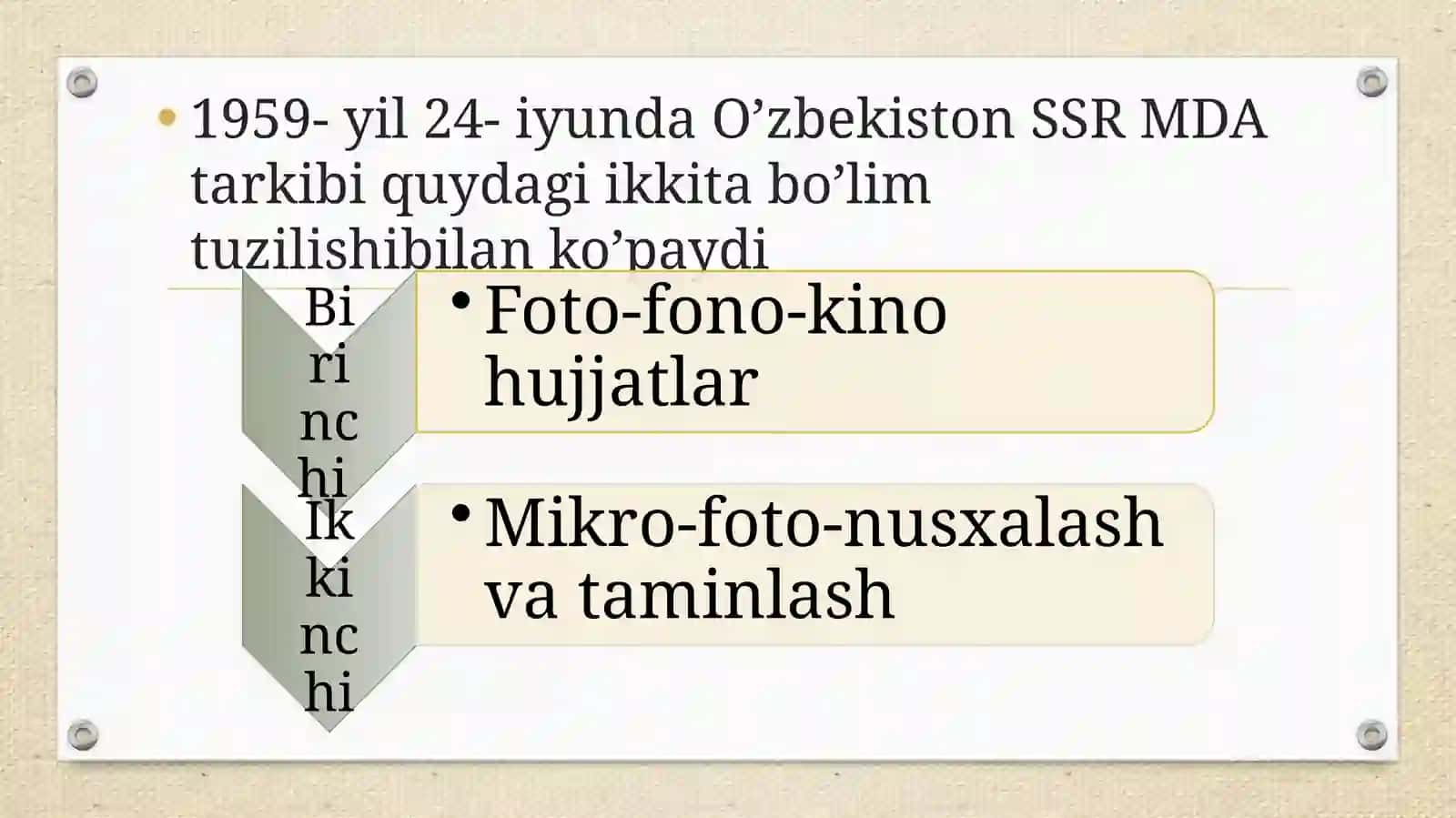 O’zbekiston Respublikasi Markaziy Davlat arxivining tashkil topishi va faoliyati 3