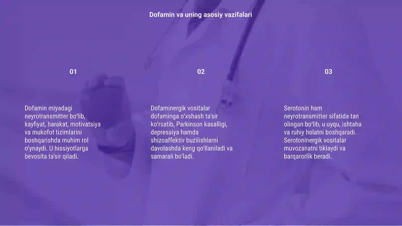 Dofamin va dofominergik vositalar serotonin va serotoninergik vositalar 3