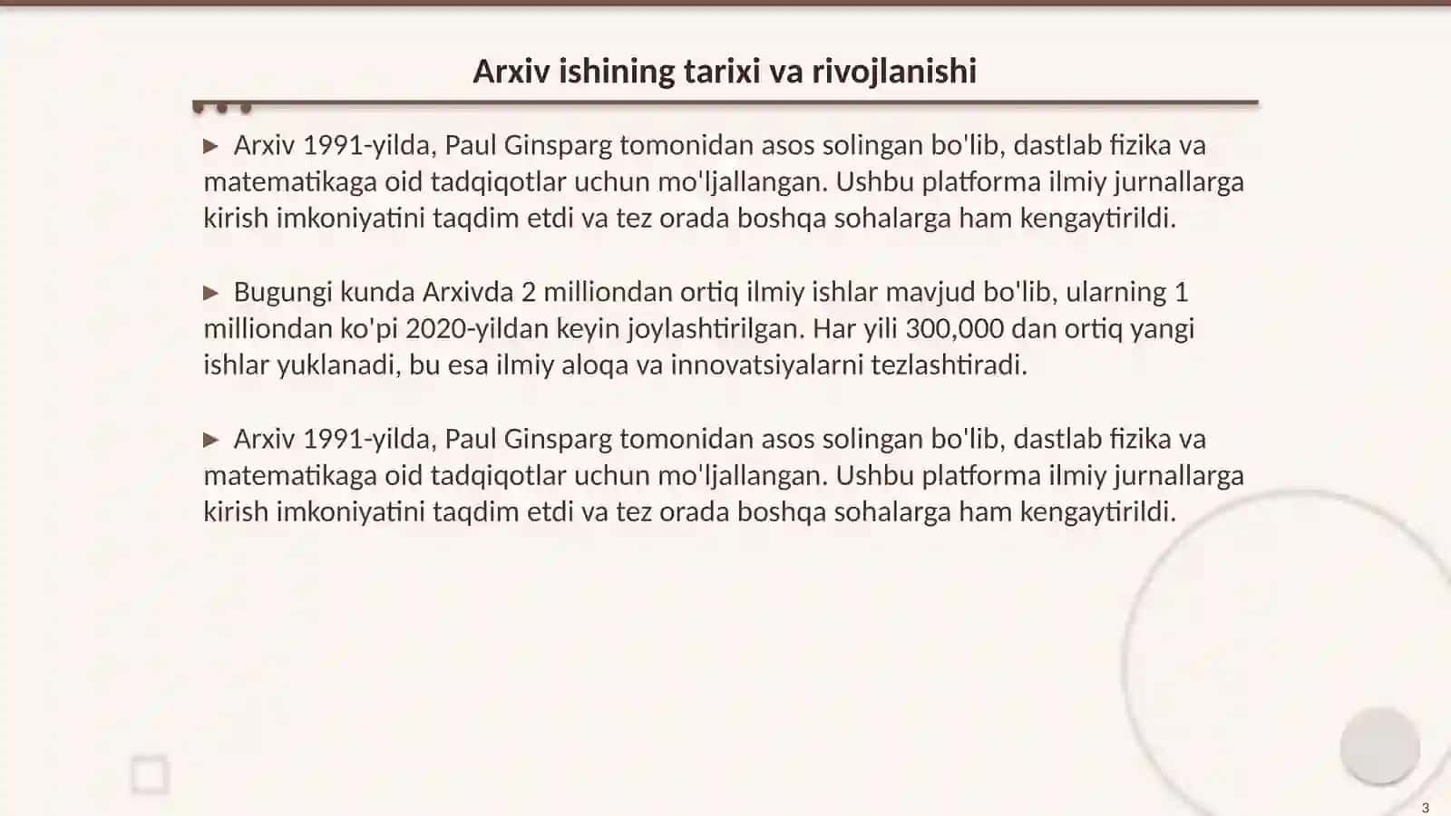 Arxiv ishi menejmenti tushunchasi 3
