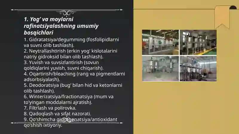 Yog’ va moylarni rafinatsiyalash 3