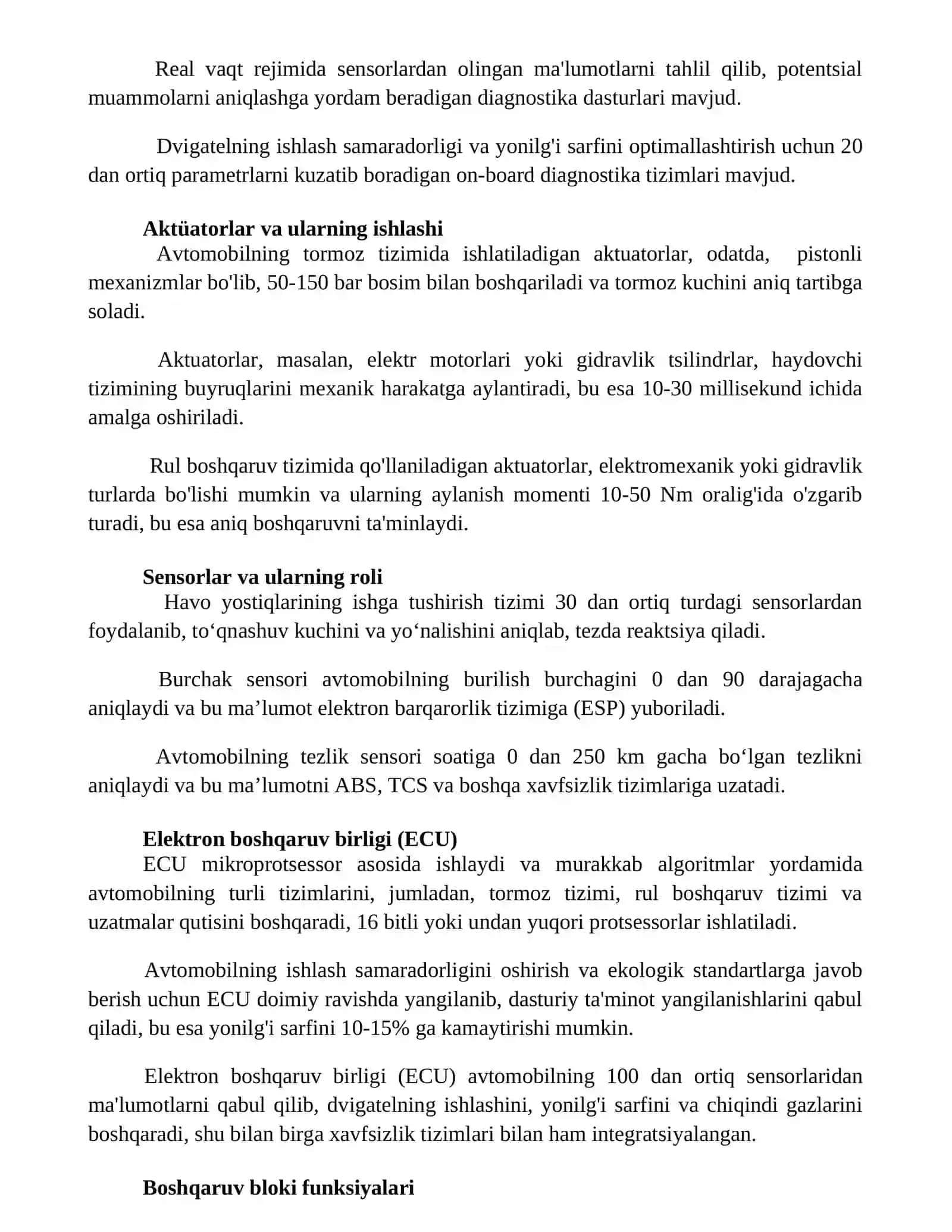 Avtomobilda haydovchi tizimning asosiy bogini 3