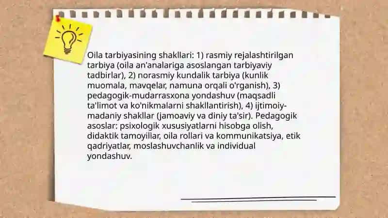 Oila tarbiyasi shakl metod va vositalar 3
