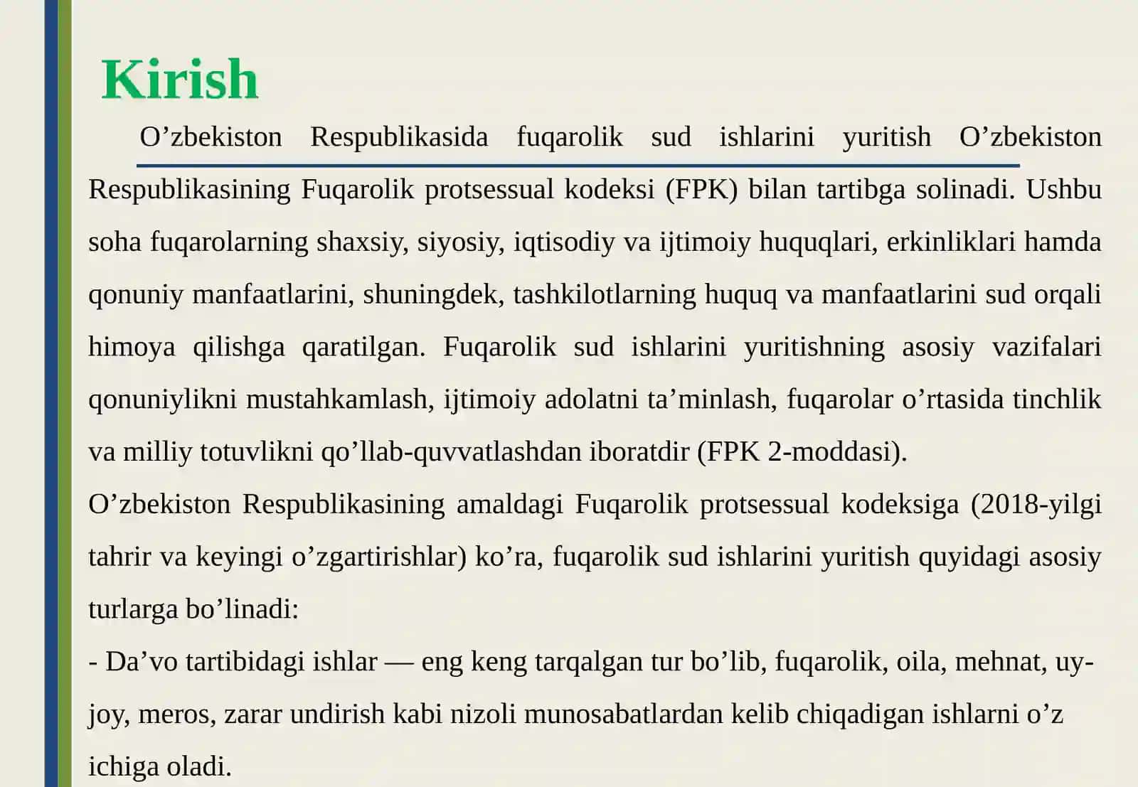 Fuqarolik sud ishlarini yuritish prinsiplari. 3