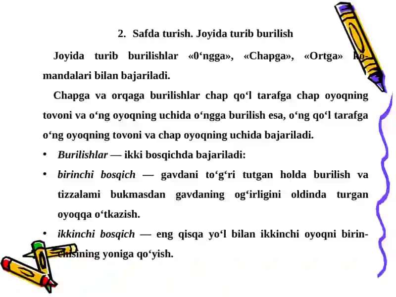 Qurolsiz bajariladigan saf amallari va harakatlari 3