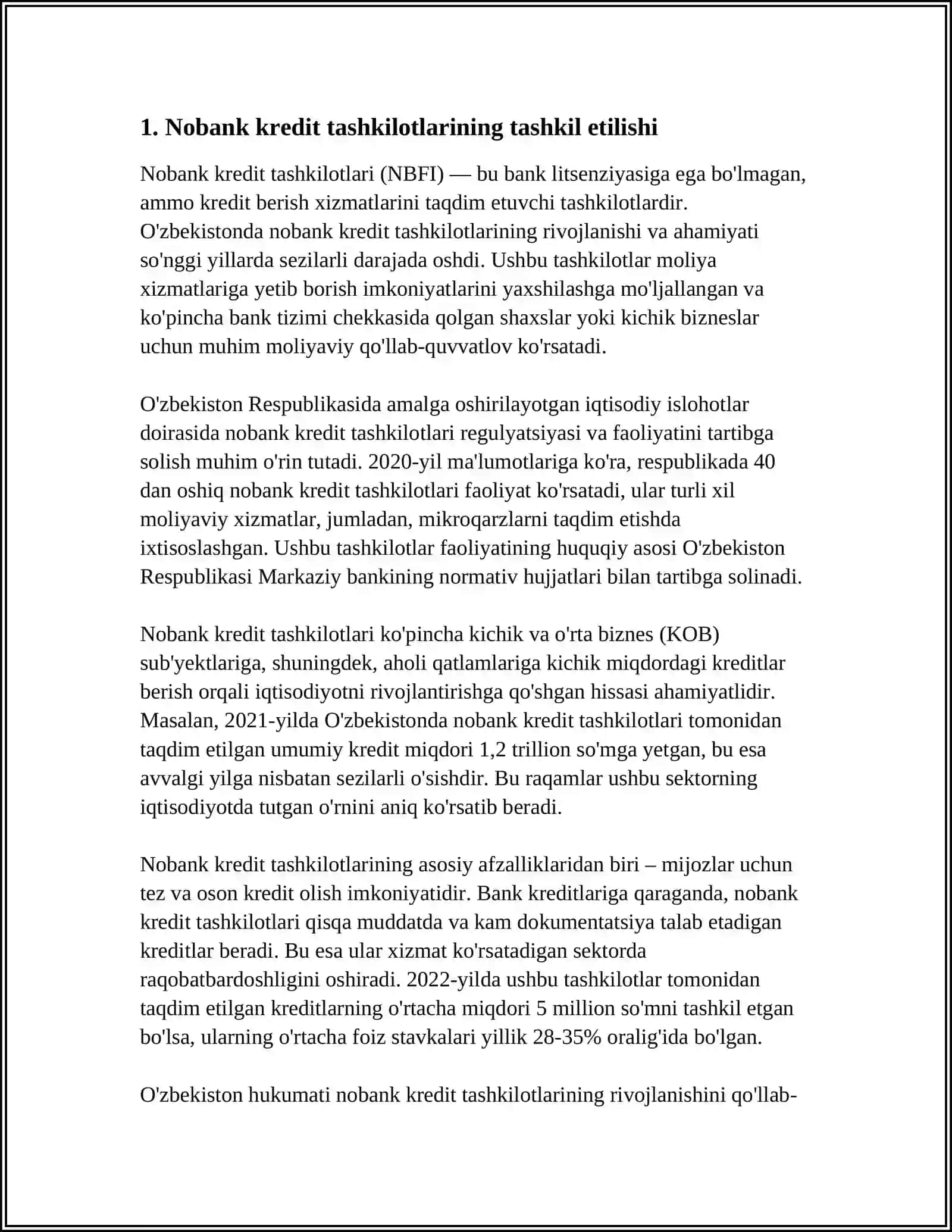 NOBANK KREDIT TASHKILOTLARI FAOLIYATINI TARTIBGA SOLISH VA NAZORAT QILISH 3