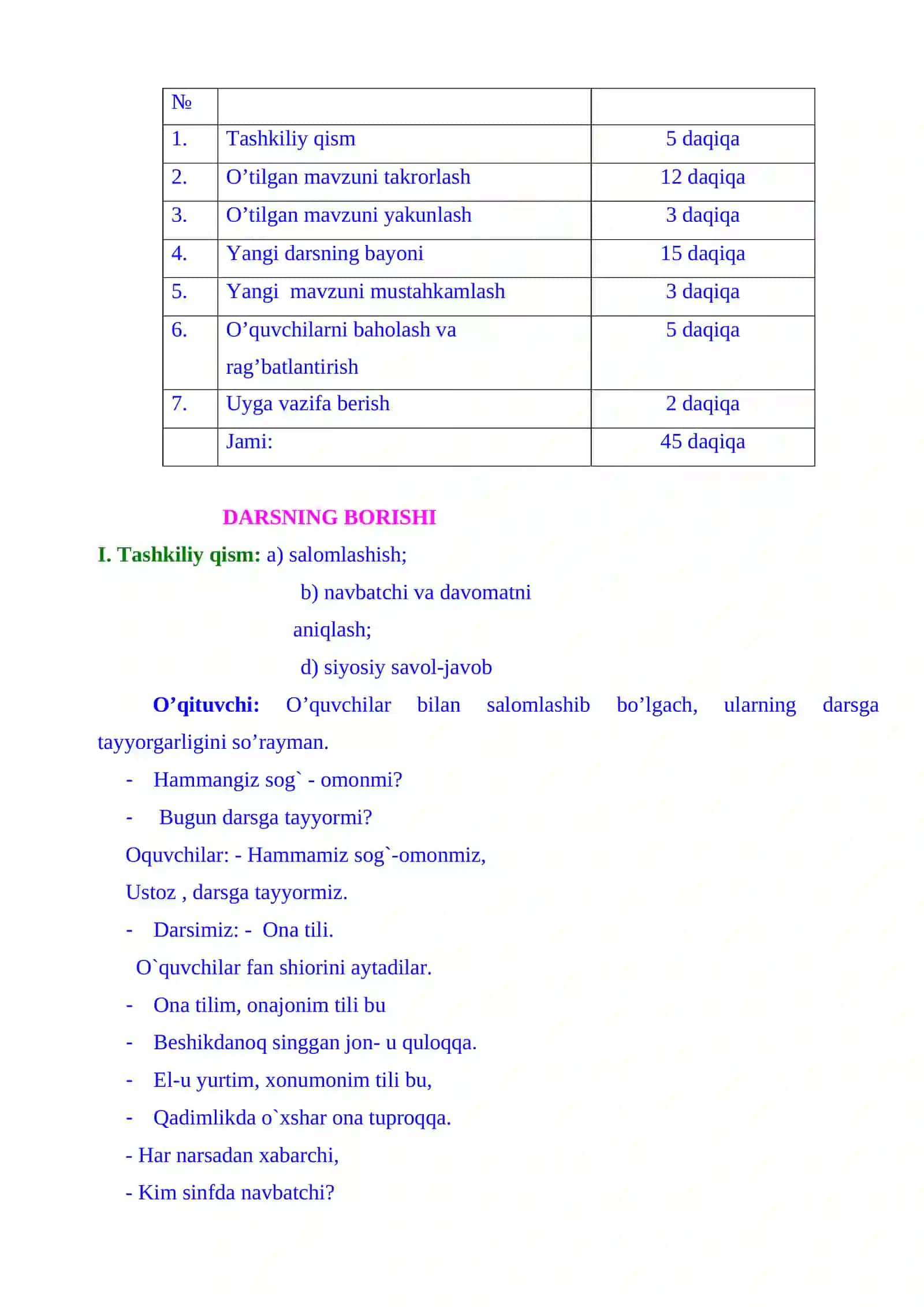 3-sinf Ona tili dars ishlanma. Fe'llarning talaffuzi va imlosi 3
