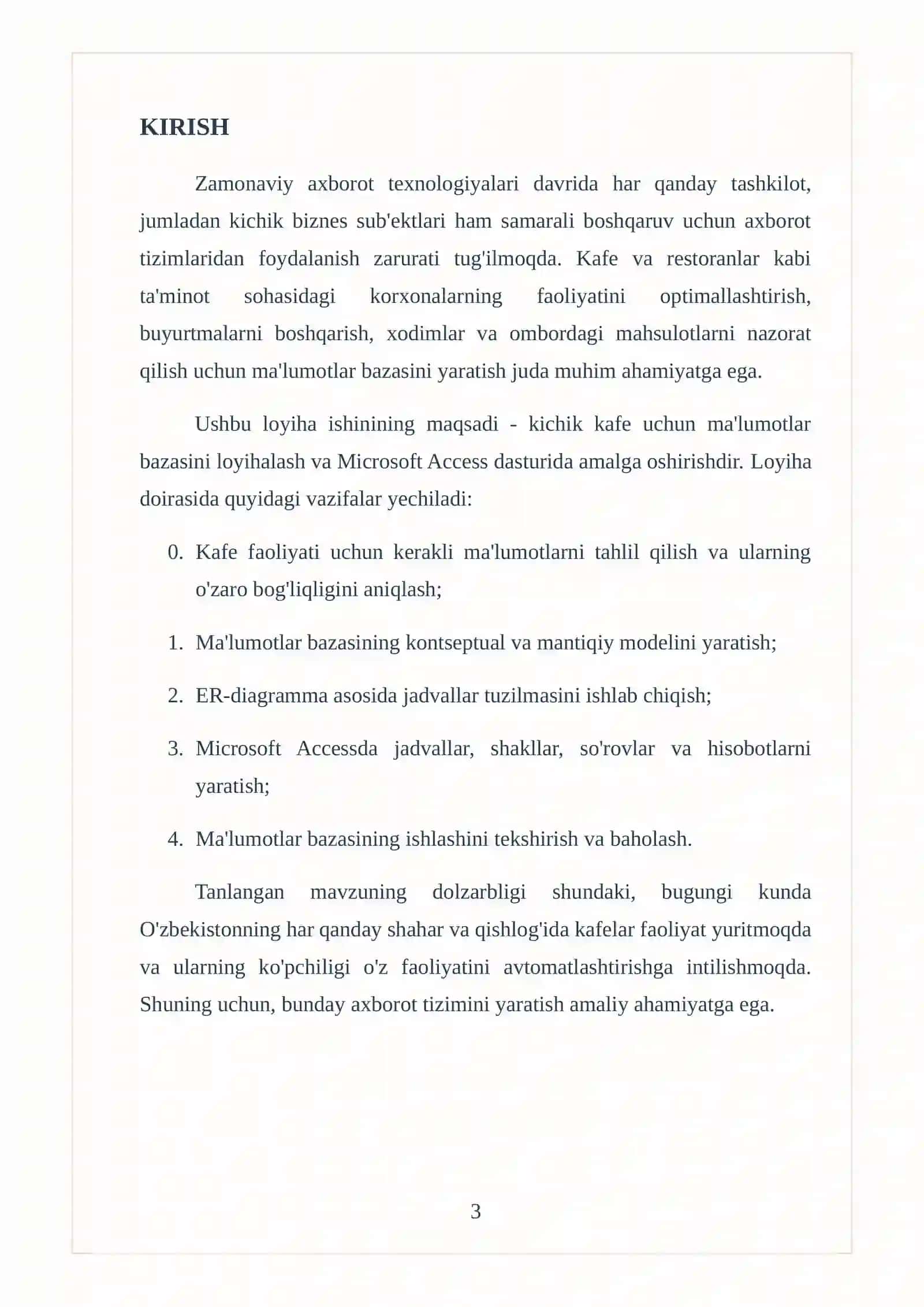 Tanlangan soha uchun axborot tizimini loyihalash 3