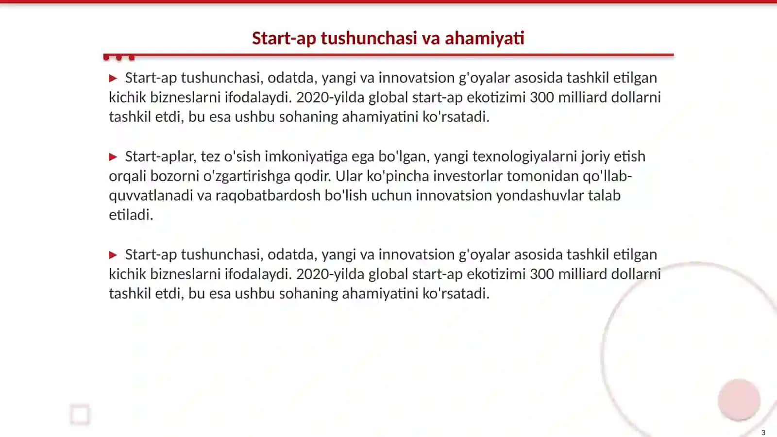 Muvaffaqiyat sirlari. Start-ap 3