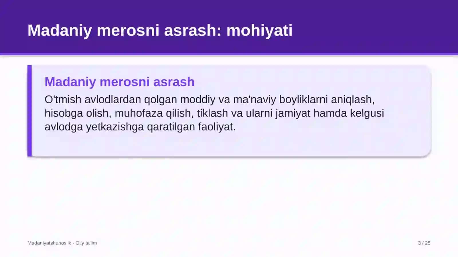 Madaniy merosni asrash: mohiyati 3