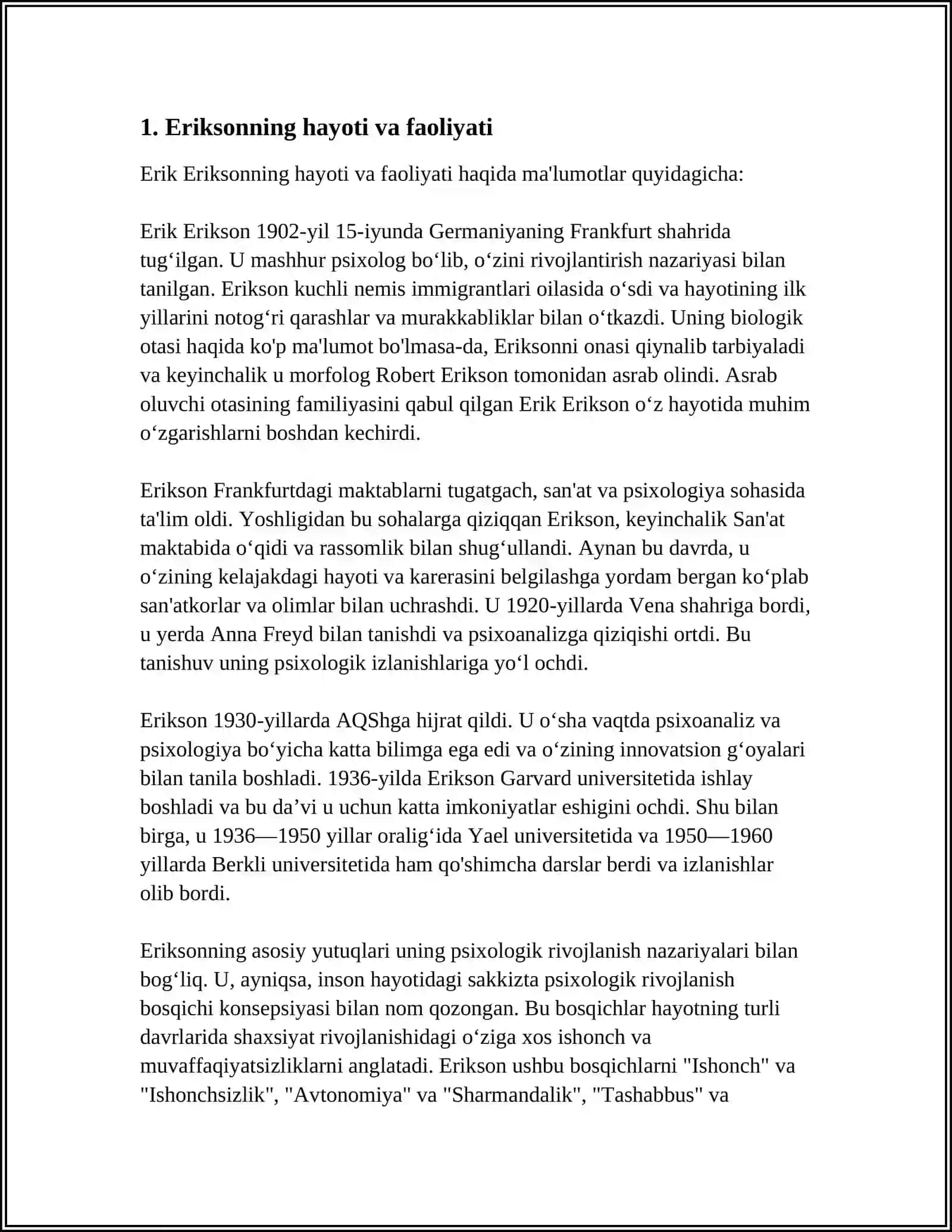 Eriksonning Ego psixologiyasi 3