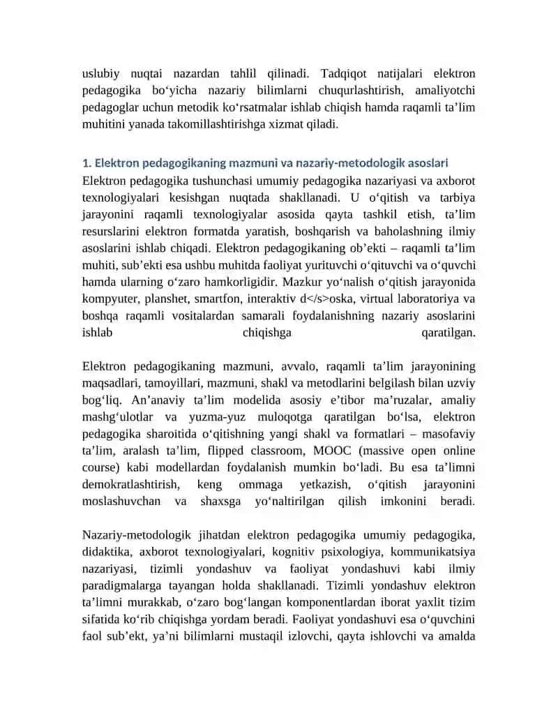 Elektron pedagogika – pedagogikaning zamonaviy tarmog‘i sifatida 3