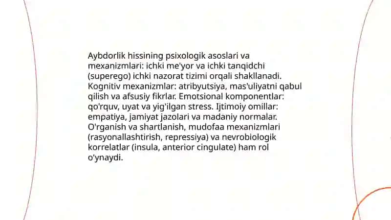 Aybdorlik hissini korreksiya qilish 3