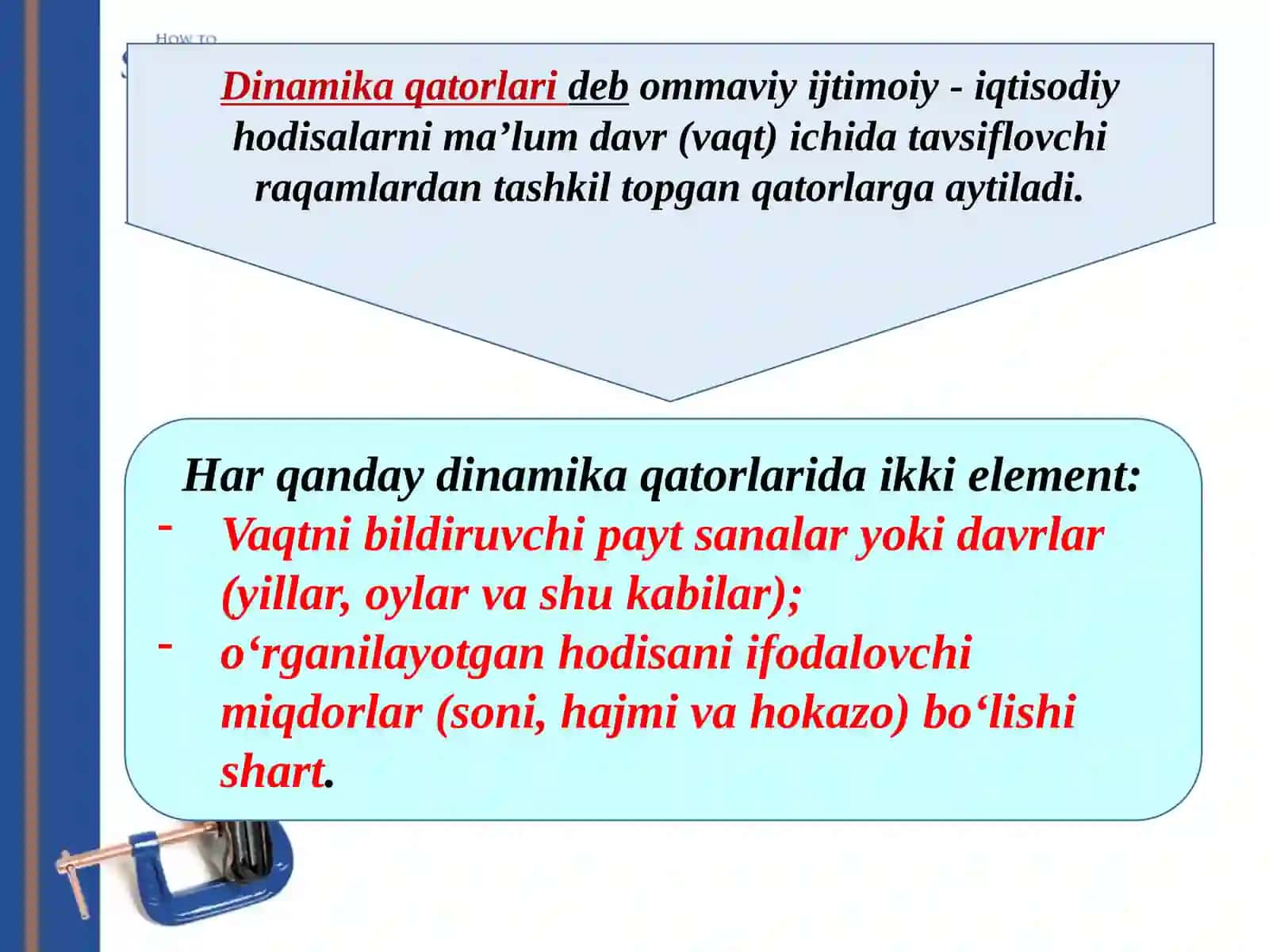 DINAMIKANI STATISTIK O’RGANISH USULLARI 3