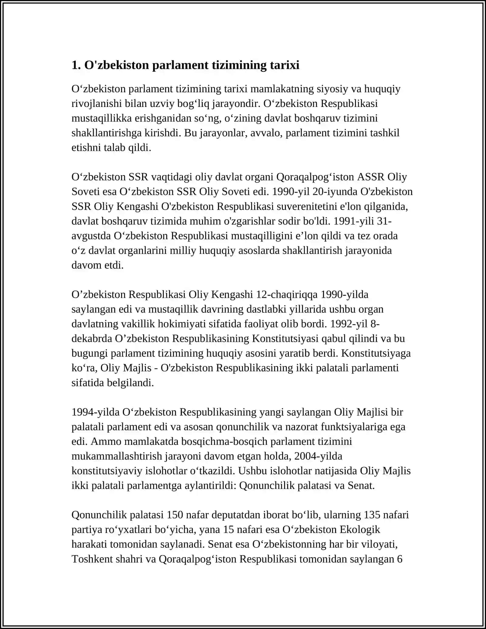 O'ZBEKISTONDA PARLAMENT TIZIM VA UNDAGI ISLOHATLAR 3