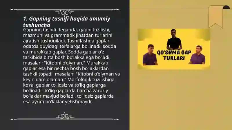 Gap.Gapning tasnifi,ifoda maqsadiga ko'ra turlari 3